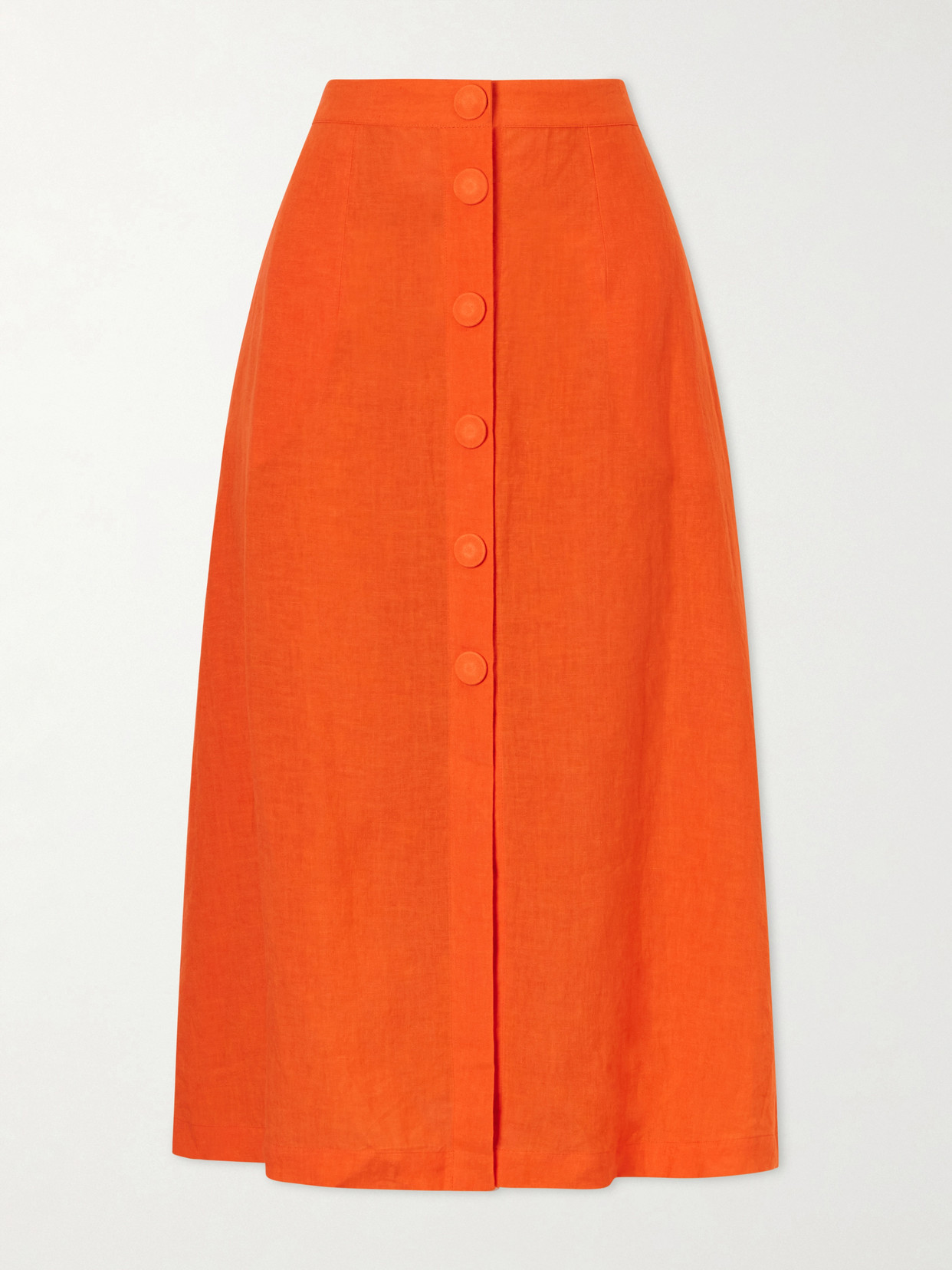 Eres Amusante Linen Midi Skirt In Orange