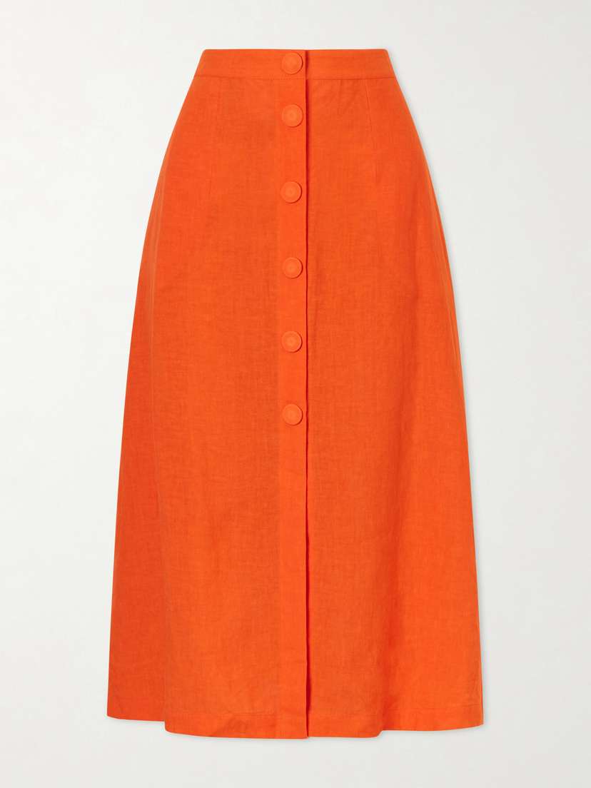 Eres Amusante Linen Midi Skirt