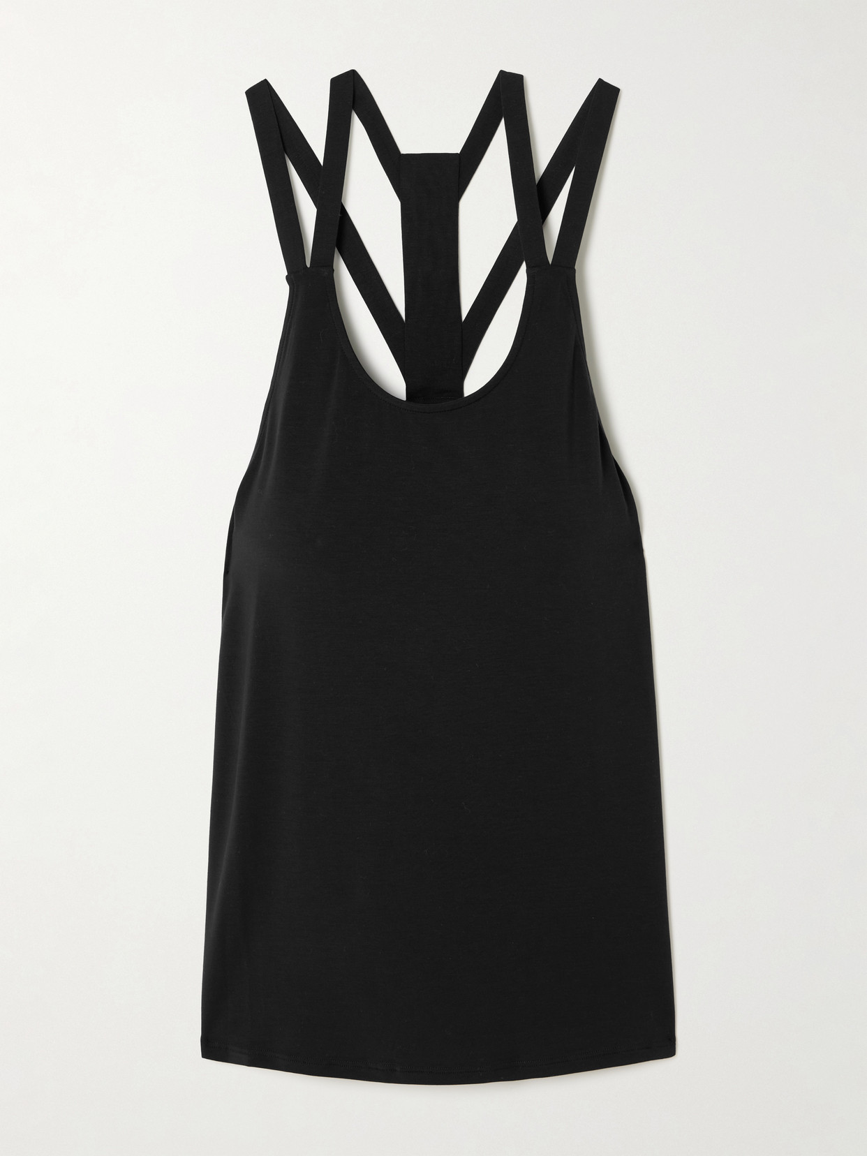 Eres Allyson Embroidered Stretch Modal And Silk-blend Jersey Tank In Black