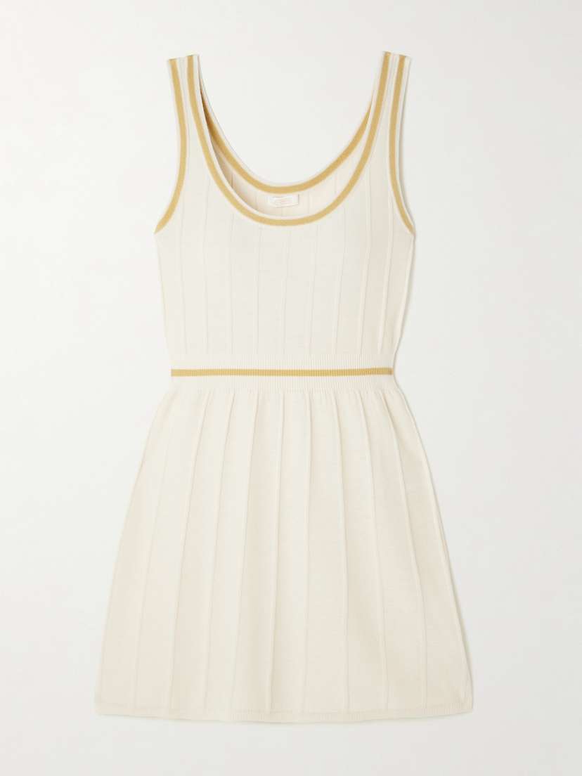 Eres Elite Striped Ribbed Wool And Cashmere-blend Mini Dress