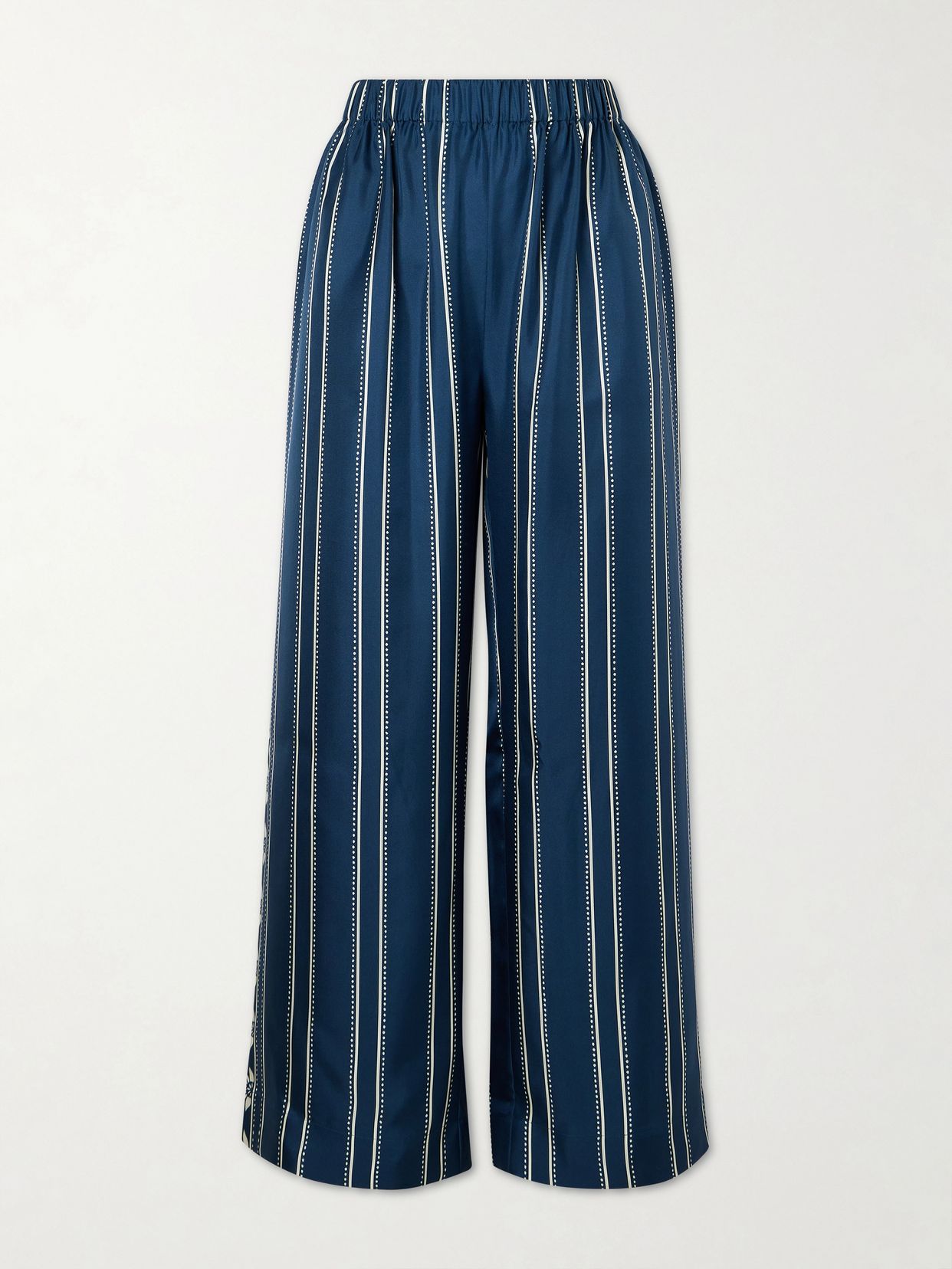 Oolong striped silk-voile straight-leg pants