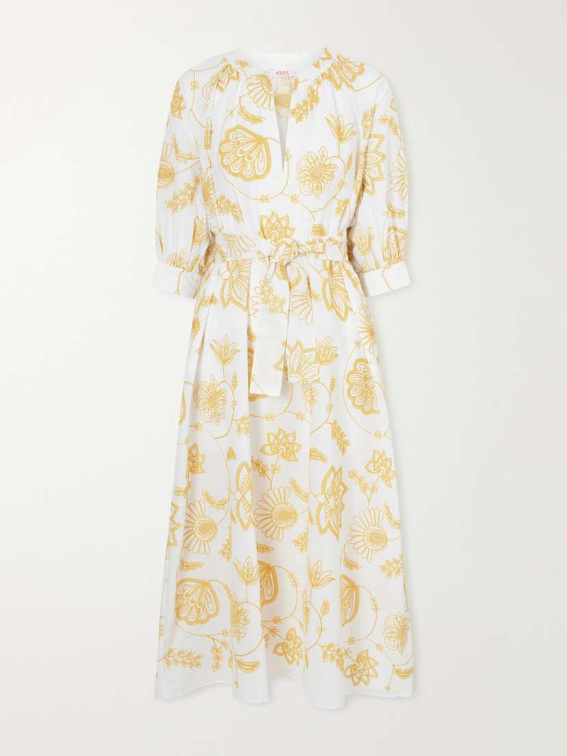 Eres Sari Anjana Belted Embroidered Cotton-blend Midi Dress | Thumbnail 5 Eres Sari Anjana Belted Embroidered Cotton-blend Midi Dress | Thumbnail 5