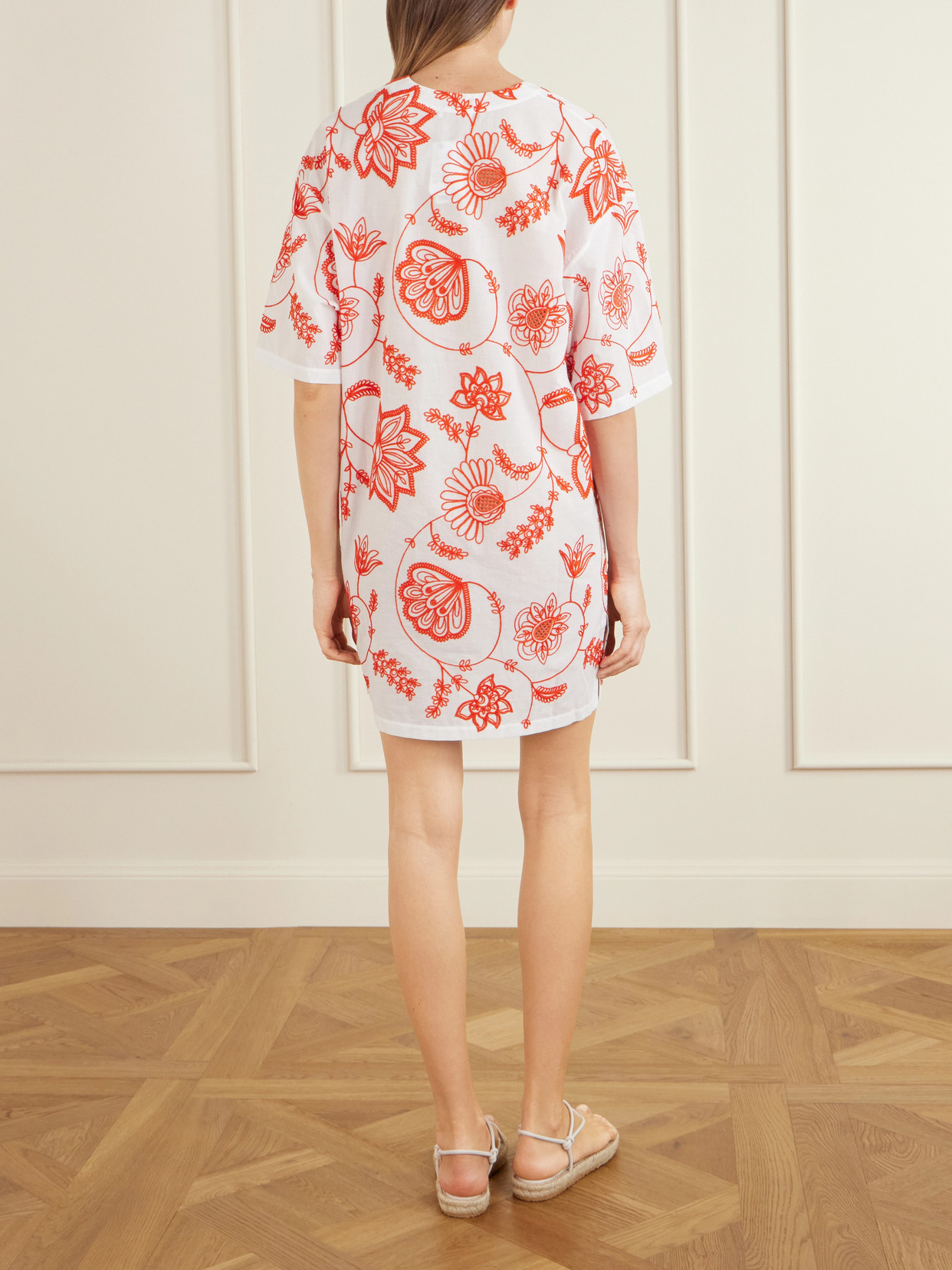 Eres Embroidered Cotton-blend Mini Dress In Multi