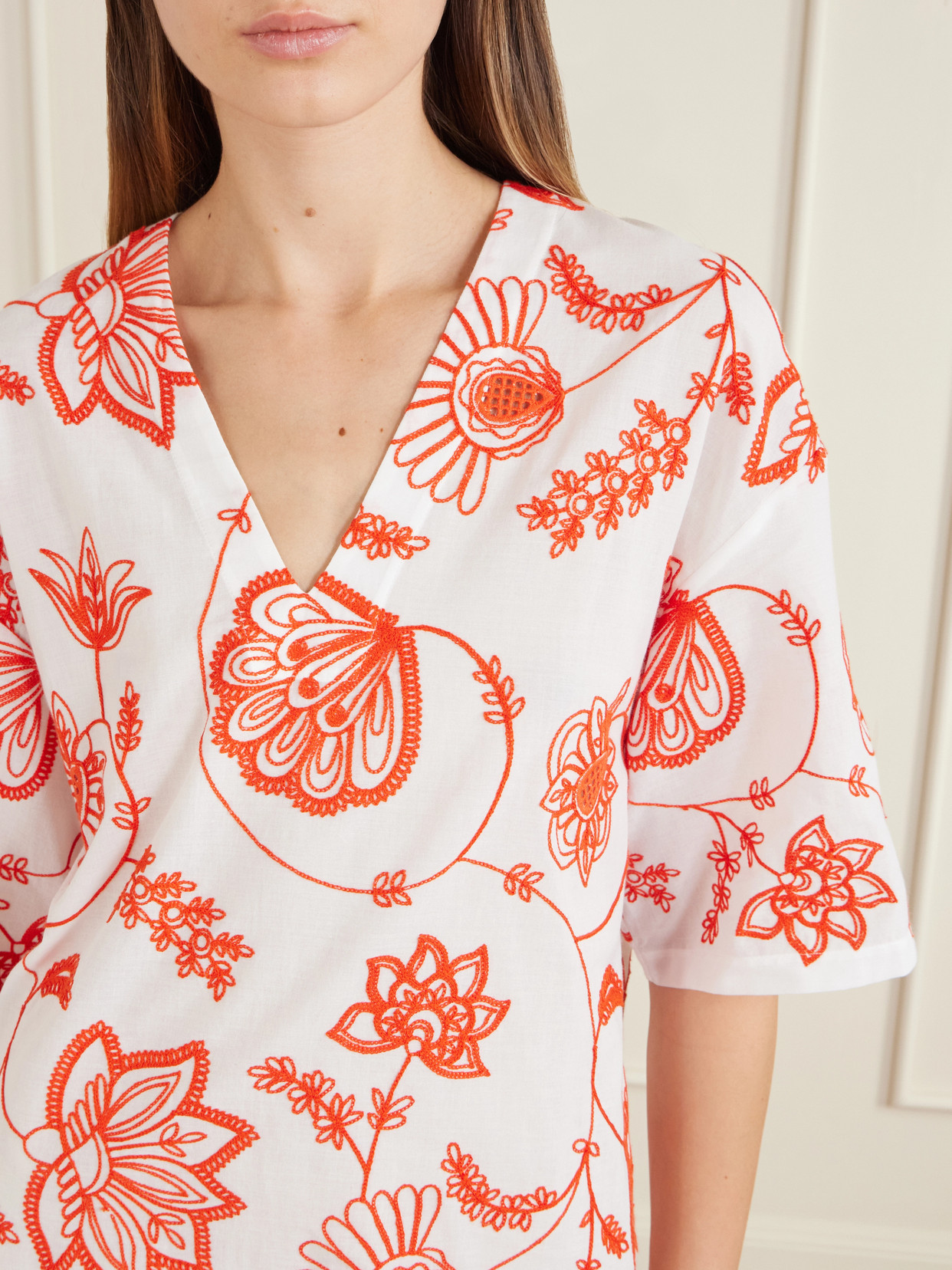 Eres Embroidered Cotton-blend Mini Dress In Multi