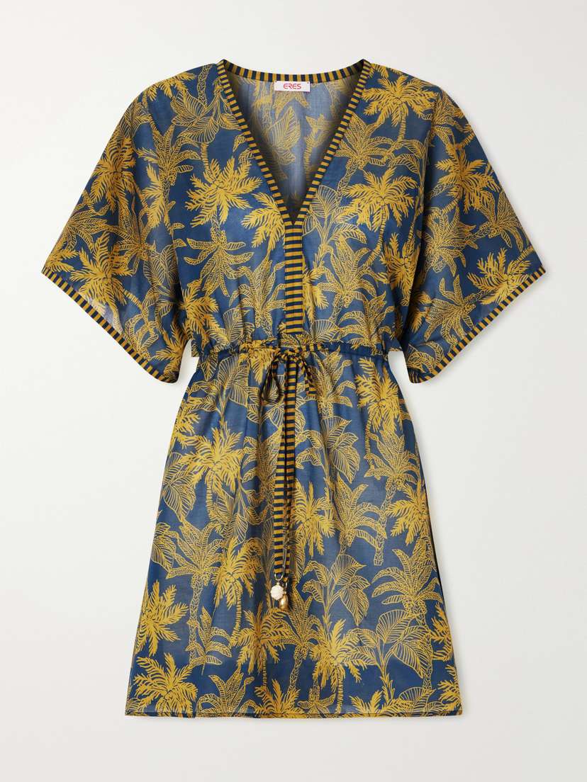 Eres Peninsule Embellished Printed Cotton-voile Mini Dress
