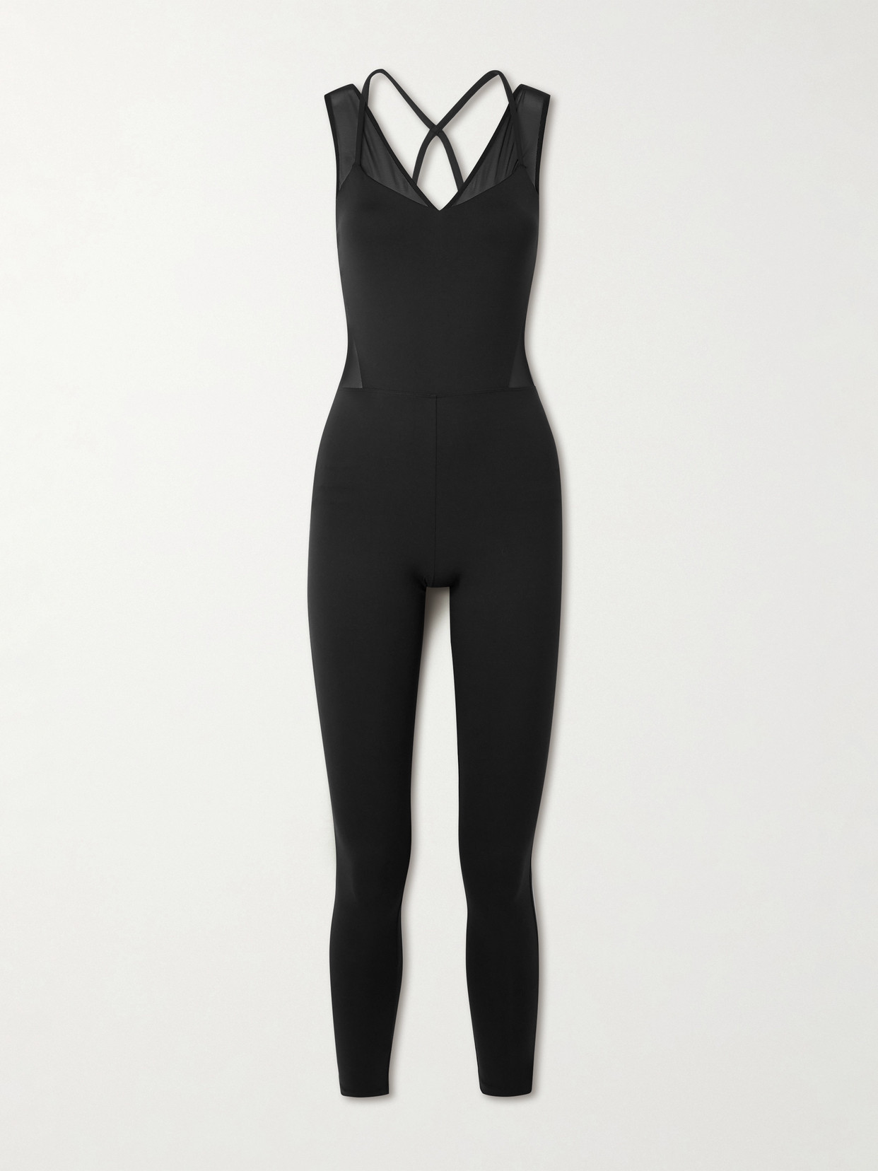 Eres Devi Tulle-trimmed Stretch-jersey Jumpsuit In Black