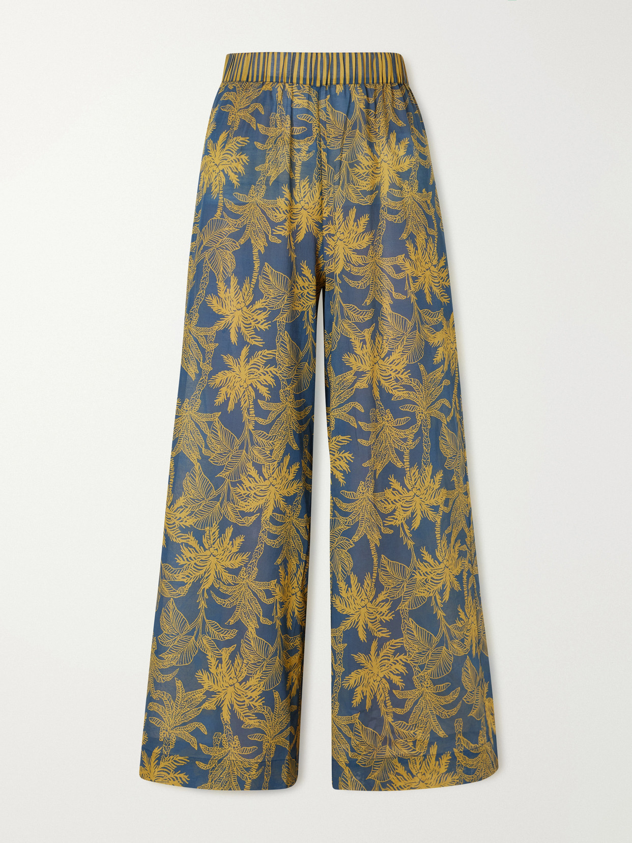 Eres Itinerant Printed Cotton-voile Straight-leg Pants In Blue