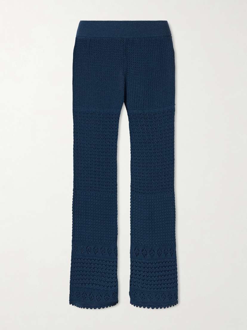 Eres Emblème Crocheted Cotton-blend Straight-leg Pants
