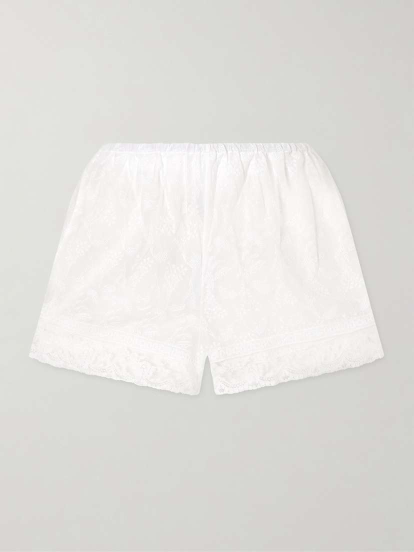 Eres Floralie Embroidered Cotton-blend Shorts