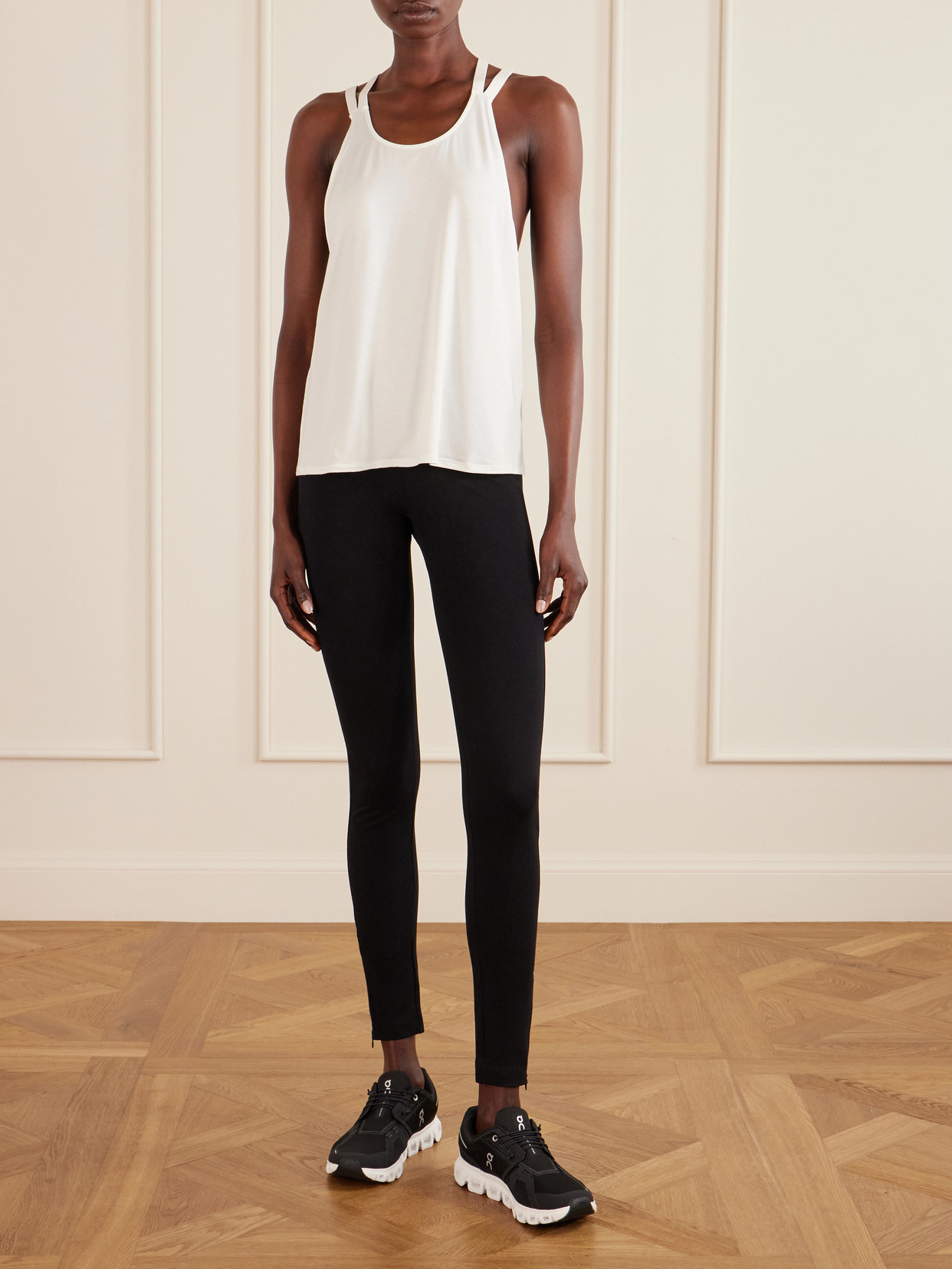 Allyson Embroidered Stretch Jersey Tank Top