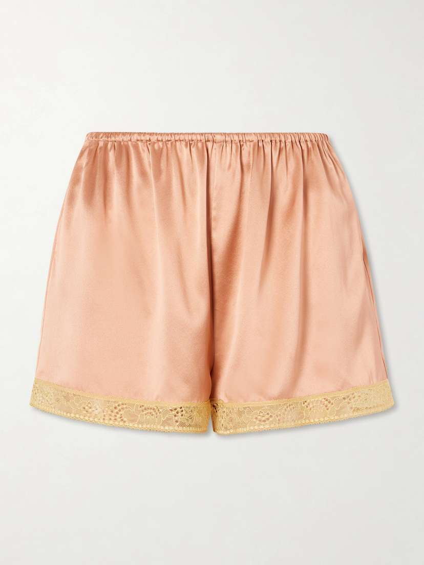 Eres Pretty Lace-trimmed Silk-satin Shorts