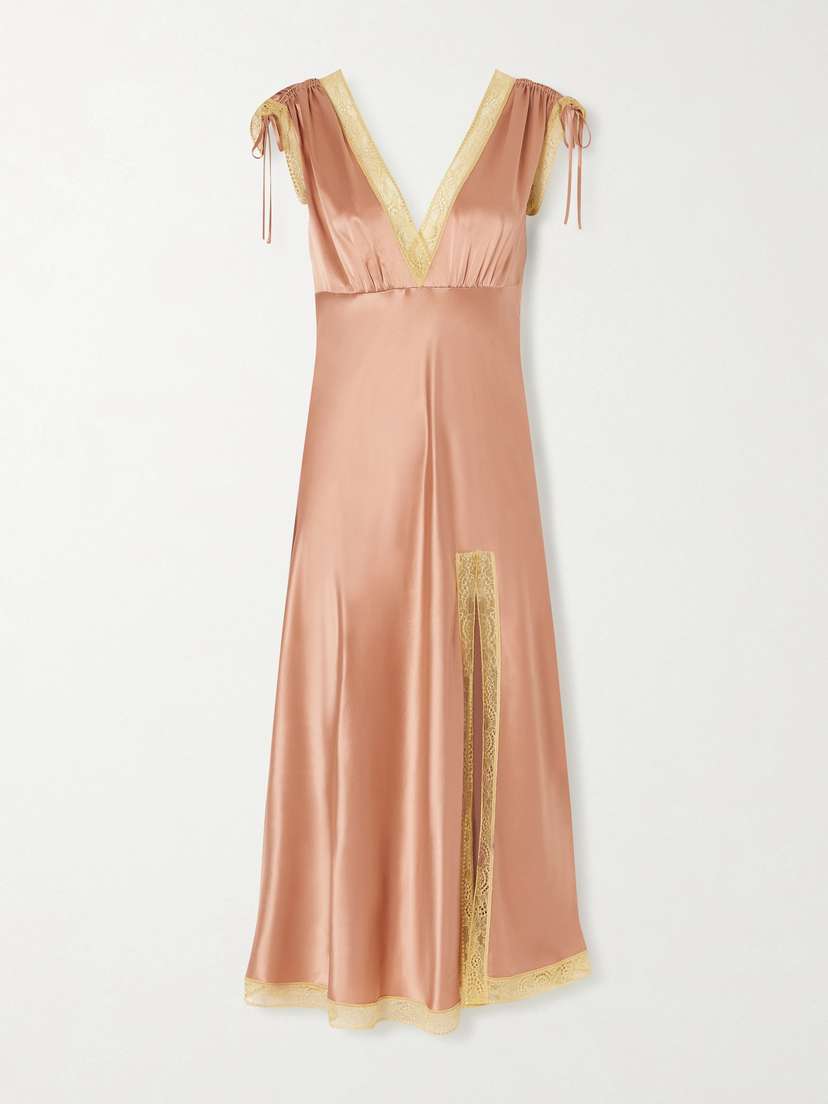 Eres Sophistiquée Lace-trimmed Silk-satin Nightdress