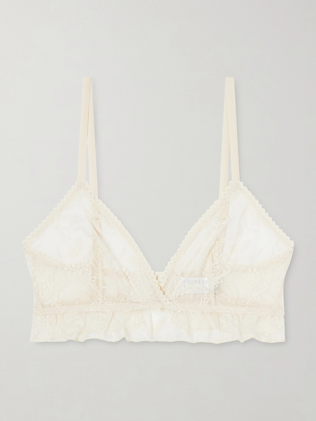 Eres Clochette Embroidered Mesh Triangle Bra In White