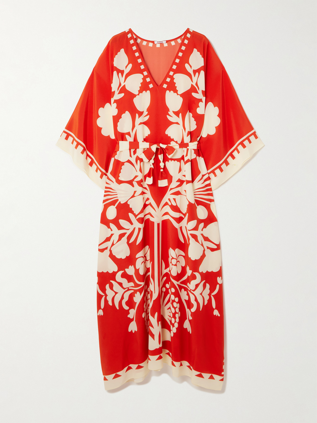 Eres Holi Belted Printed Silk Crepe De Chine Coverup In Red
