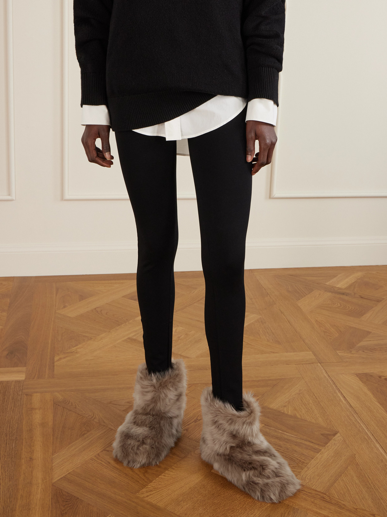 Christen Firenze Shearling Ankle Boots In Nude