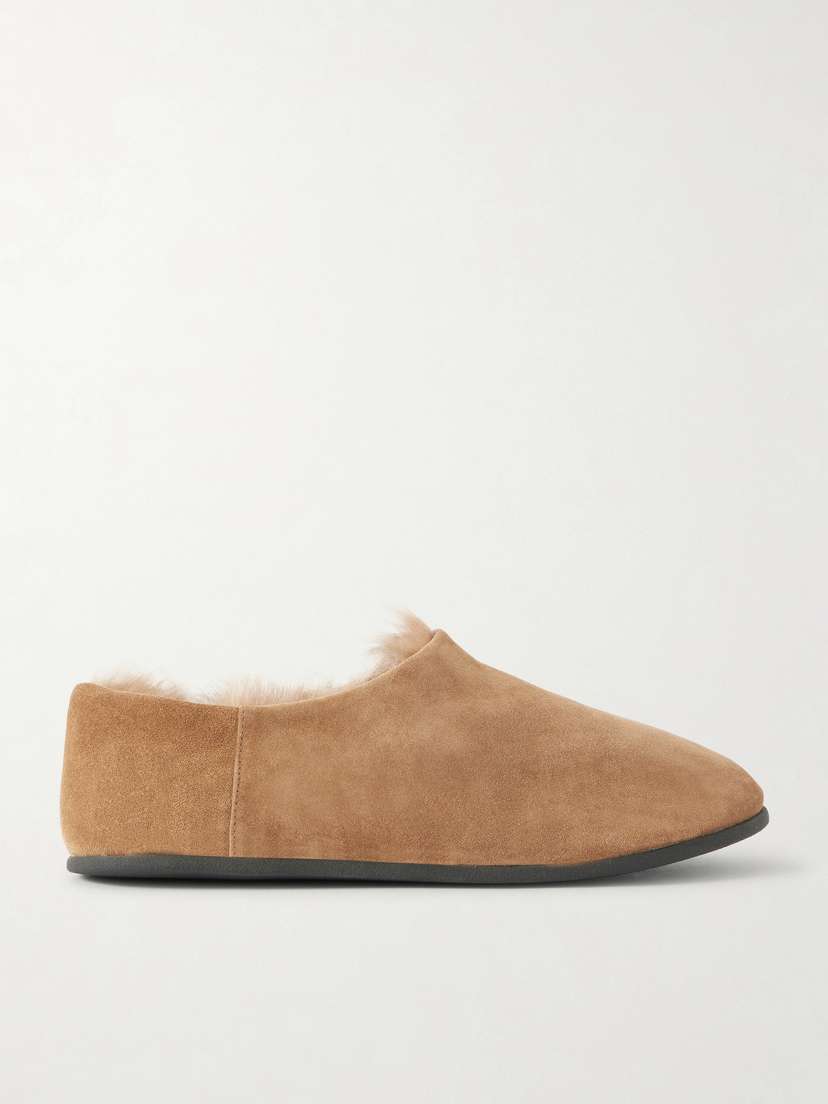 CHRISTEN Big Bootie Shearling-lined Suede Slippers