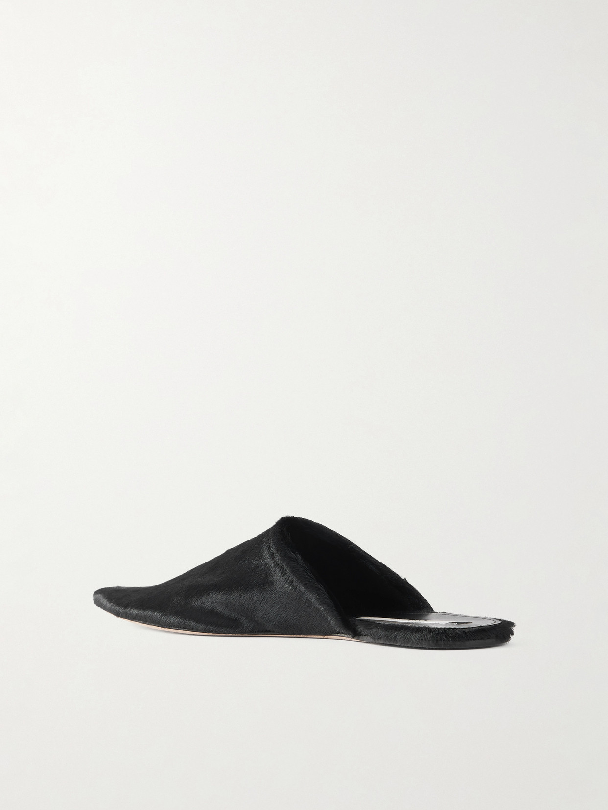 Christen Elipse Calf Hair Mules In Black