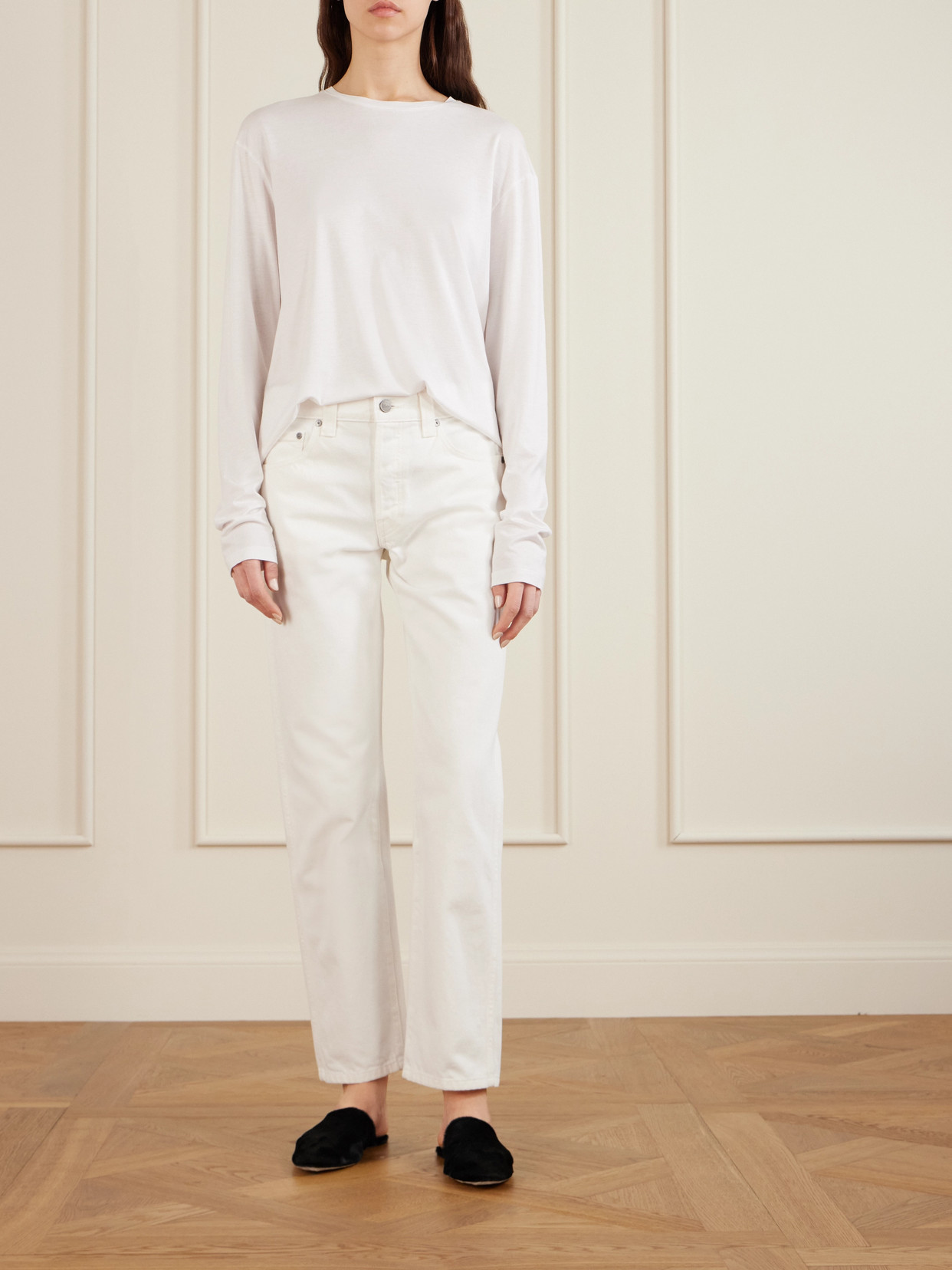 Christen Elipse Calf Hair Mules In Black