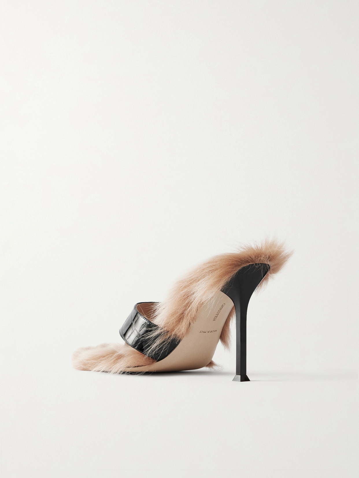 Helix Buckled Shearling-Lined Croc-Effect Sandals