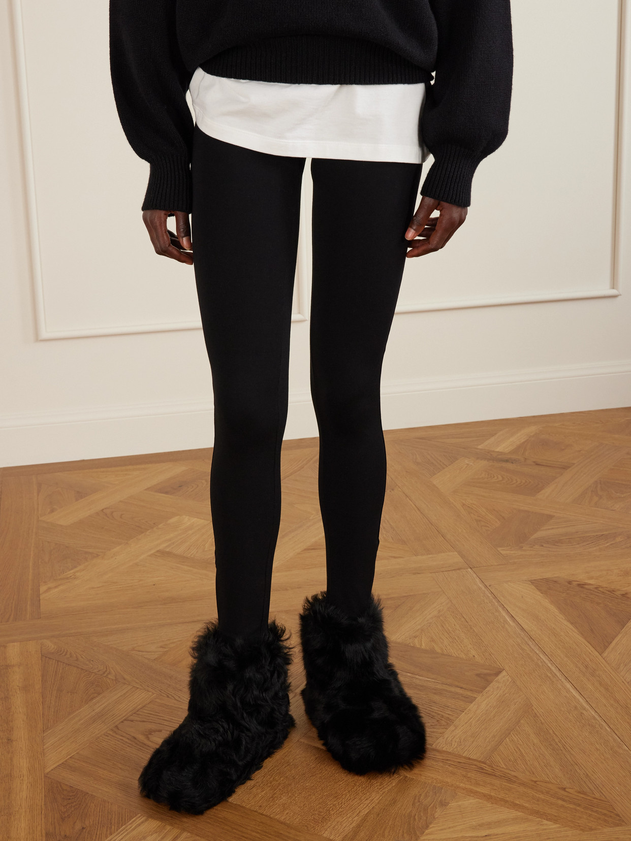 Christen Big Boot Shearling Ankle Boots In Black