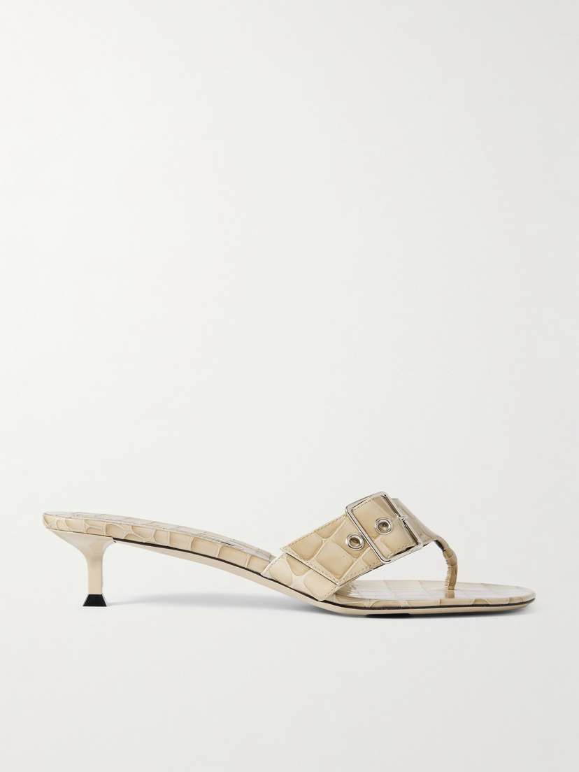 CHRISTEN Helix Buckled Croc-effect Patent-leather Sandals