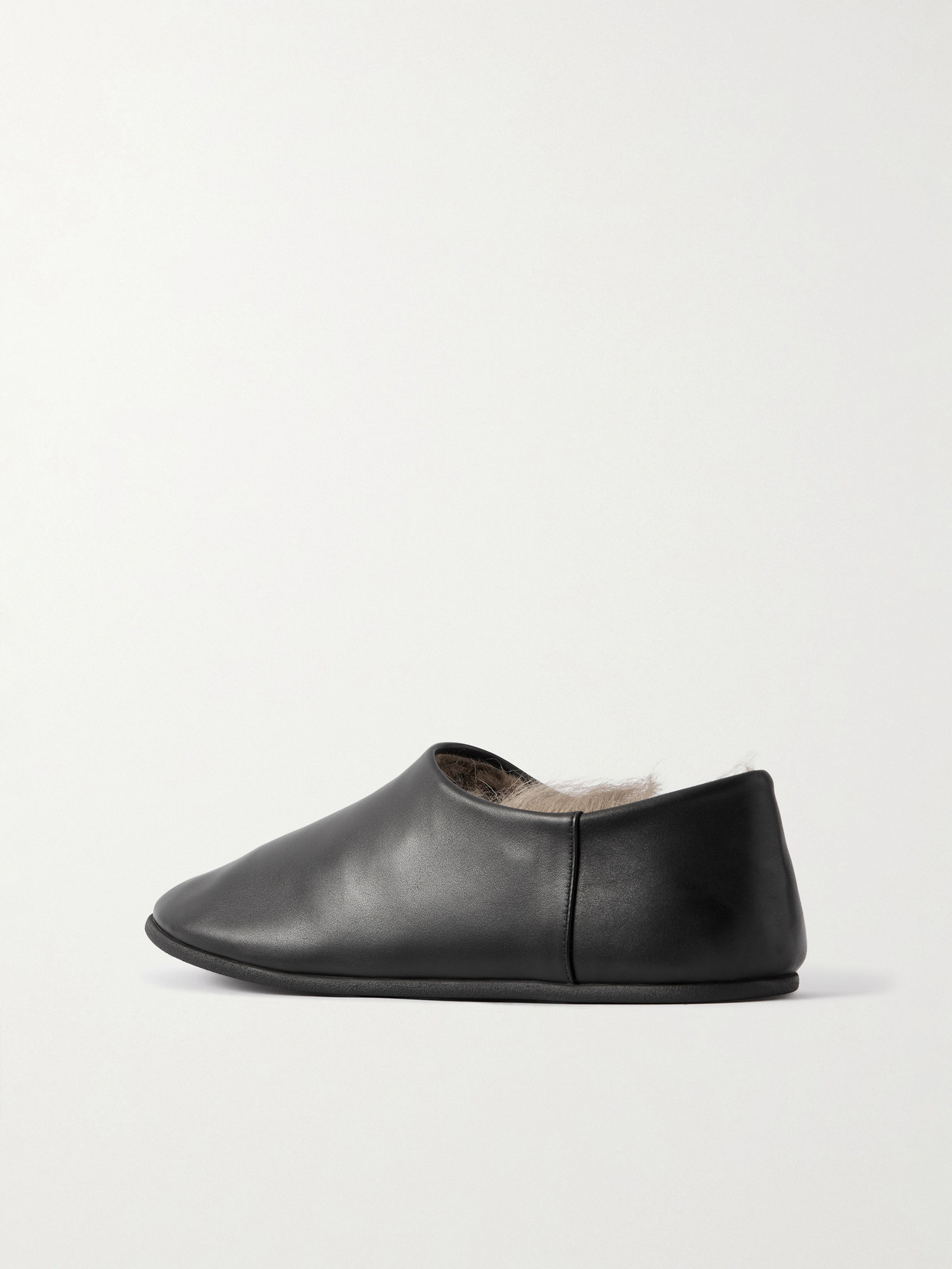 Christen Milano Shearling-lined Leather Flats In Black