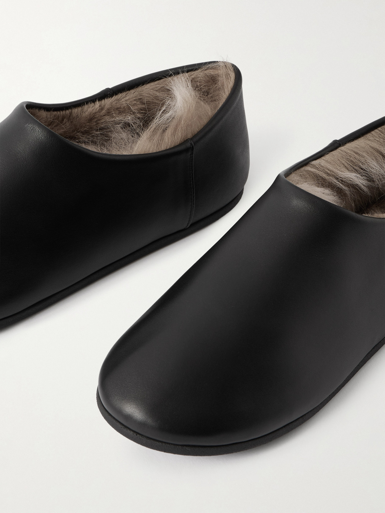 Christen Milano Shearling-lined Leather Flats In Black