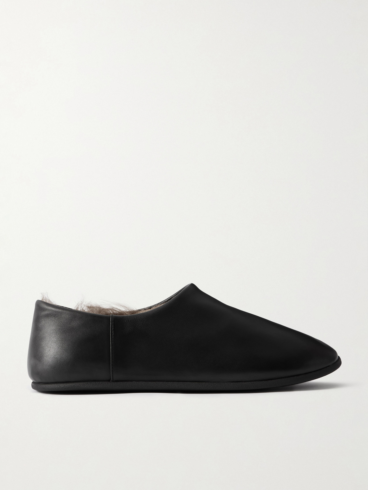 Christen Milano Shearling-lined Leather Flats In Black