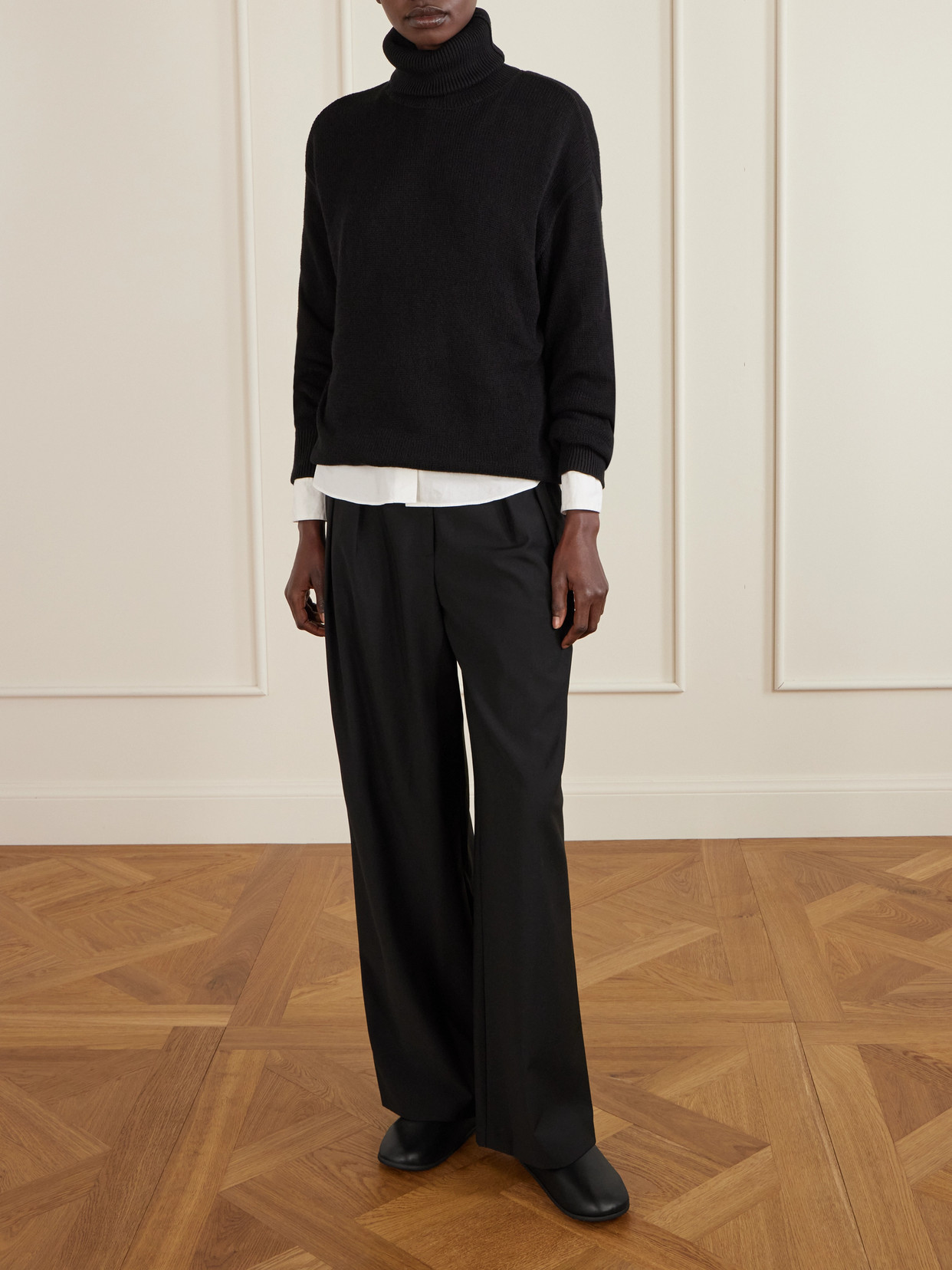 Christen Milano Shearling-lined Leather Flats In Black