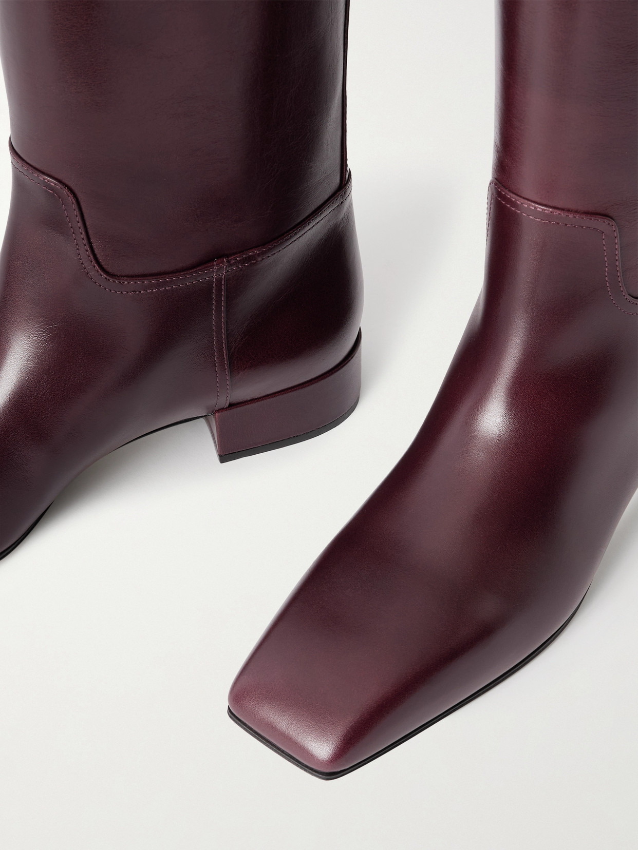 Christen Tokyo Leather Knee Boots In Burgundy