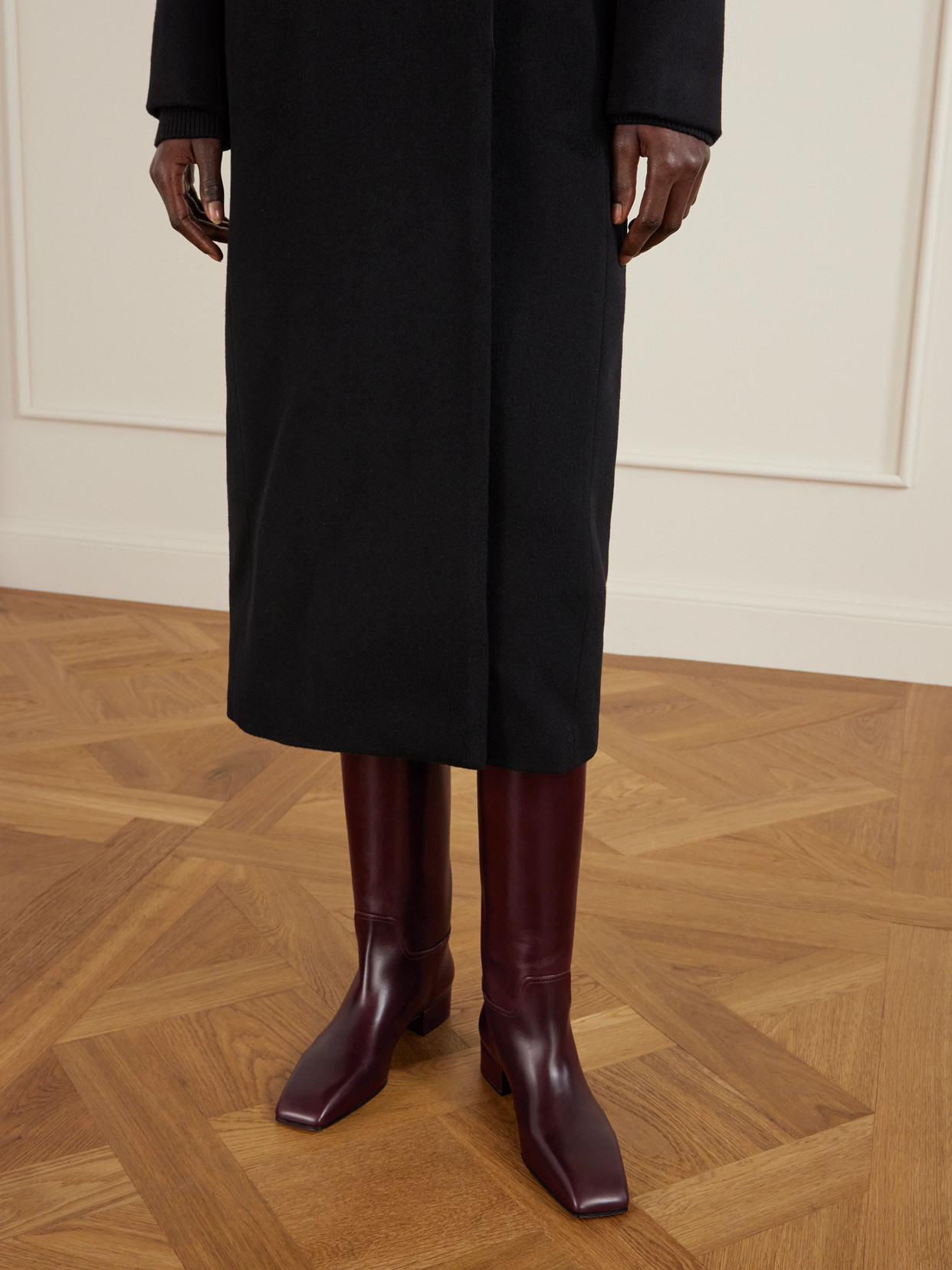 Christen Tokyo Leather Knee Boots In Burgundy