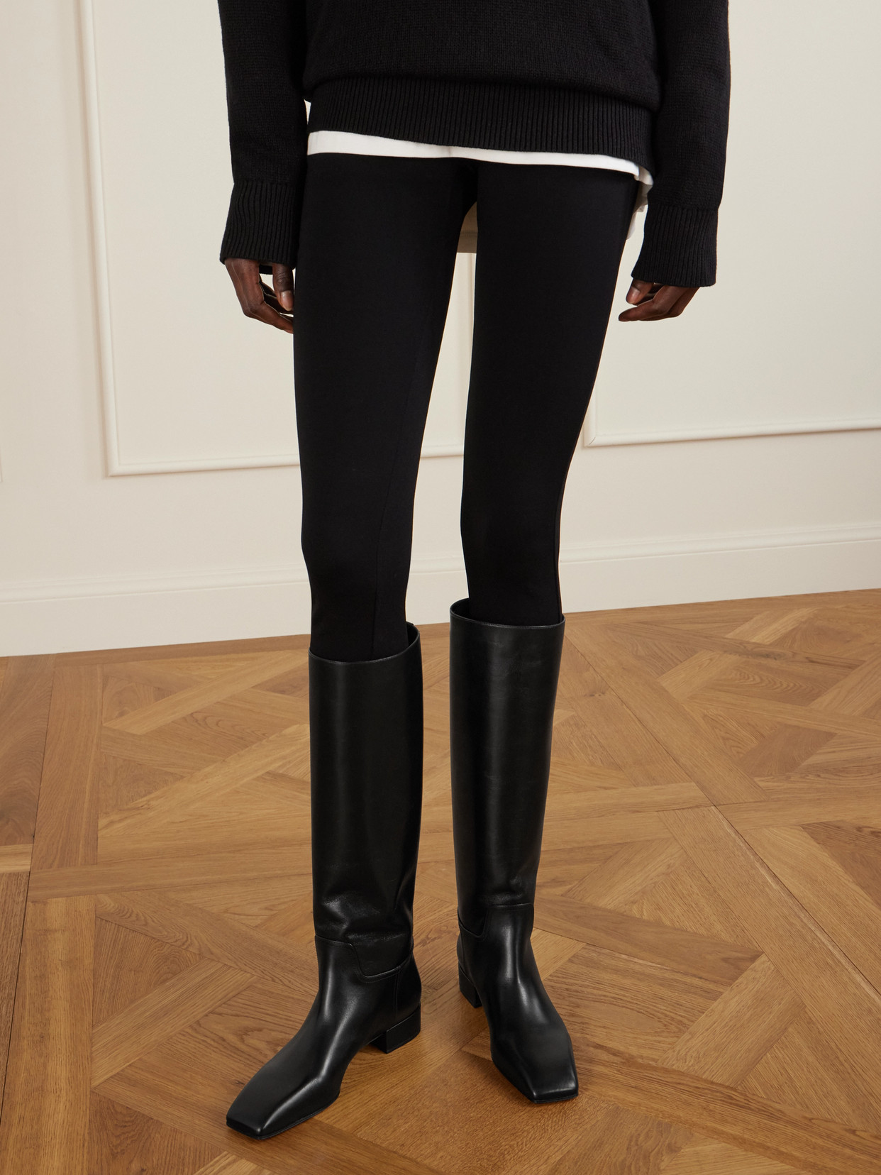 Christen Tokyo Leather Knee Boots In Black