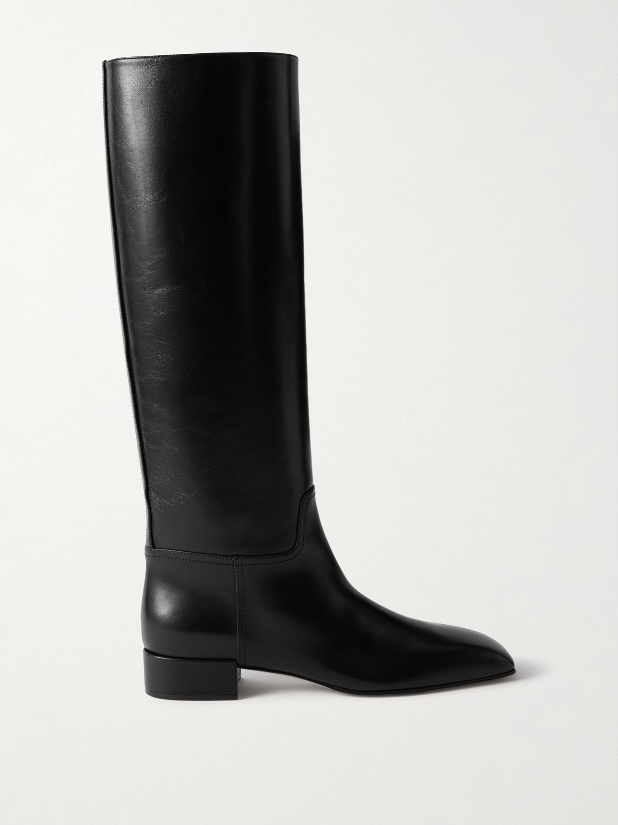 classic square leather knee boots