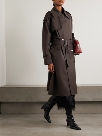 The Frankie Shop Dursey double-breasted belted woven trench coat