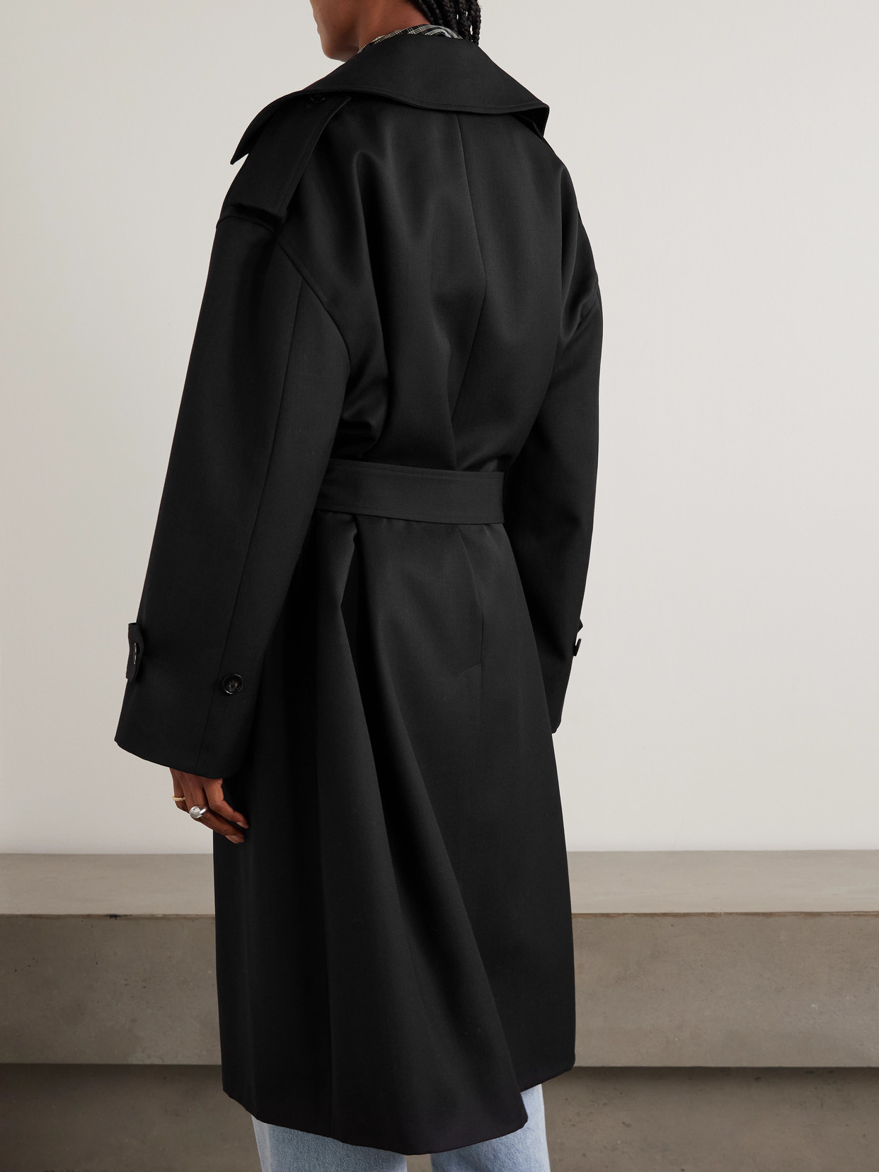 Dursley Oversized Double-Breasted Belted Woven Trench Coat