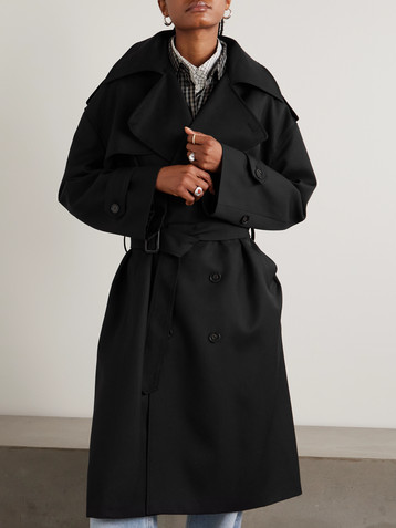 The Frankie Shop Dursley oversized double-breasted belted woven trench coat