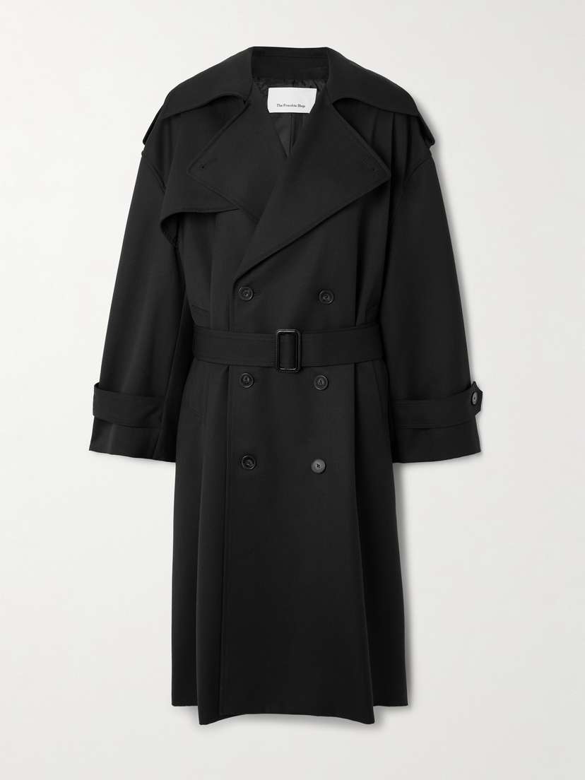 The Frankie Shop Dursley Oversized Double-breasted Belted Woven Trench Coat
