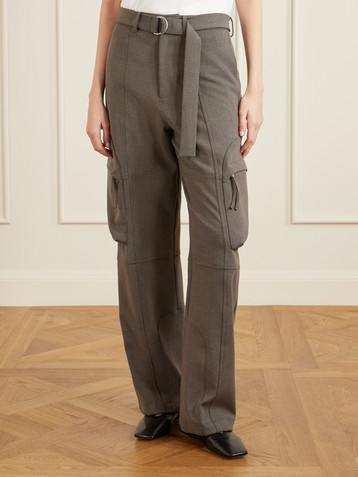 The Frankie Shop Kelly belted woven wide-leg cargo pants