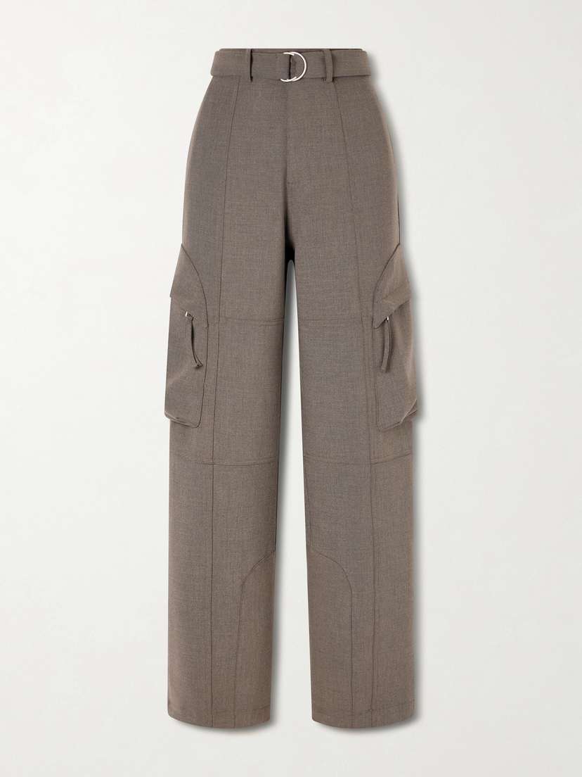 The Frankie Shop Kelly Belted Woven Wide-leg Cargo Pants