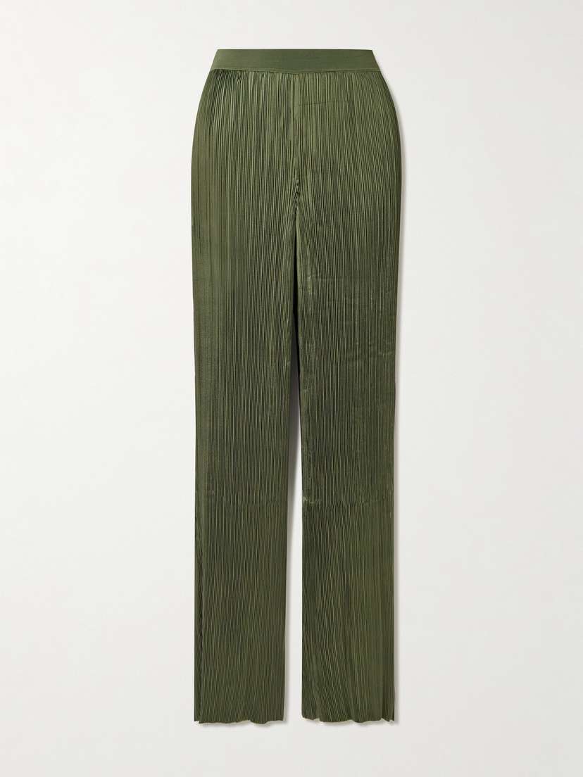 Joseph Amber Plissé-satin Wide-leg Pants