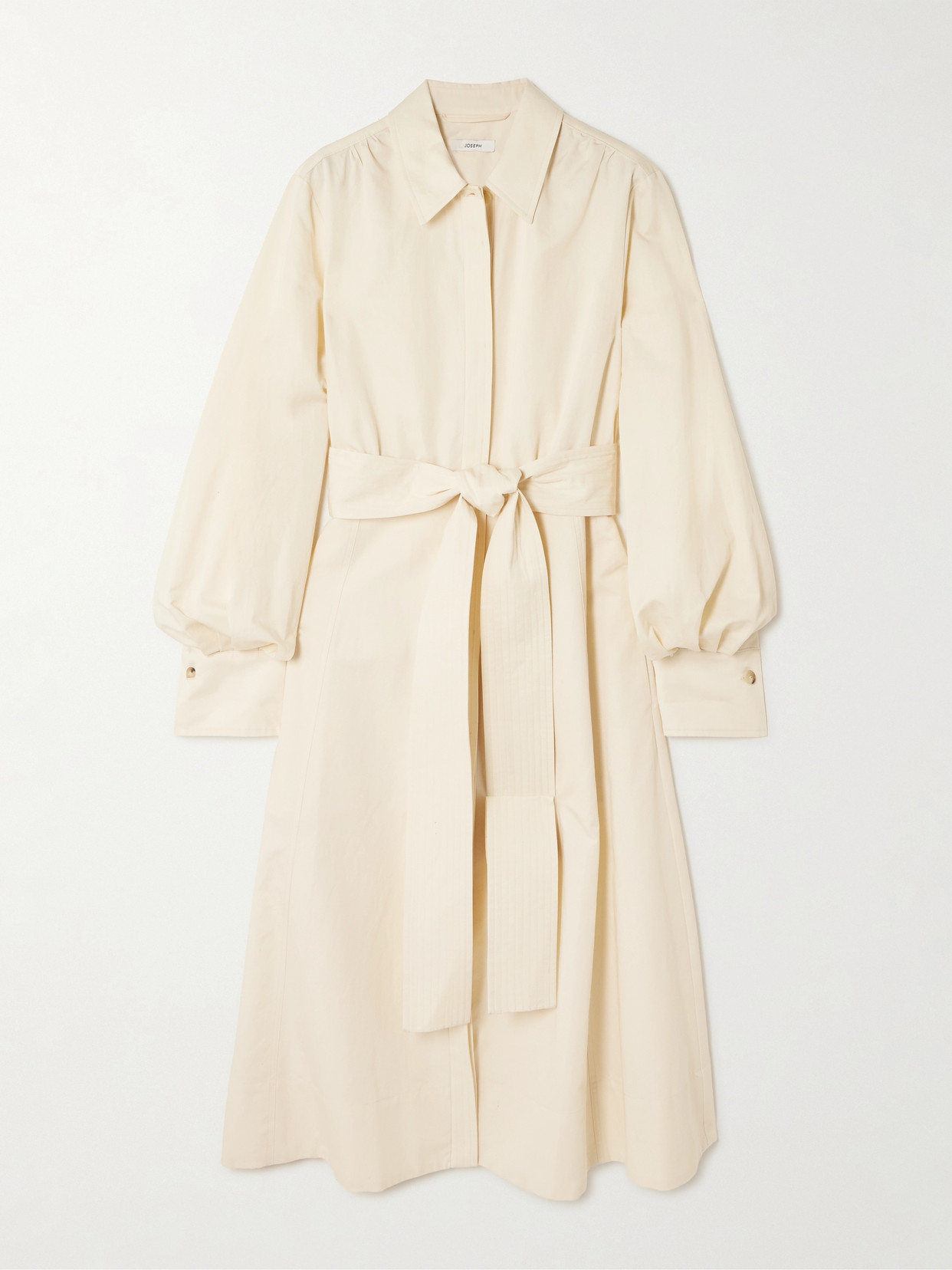 Joseph Ziane Belted Cotton And Linen-blend Midi Shirt Dress In Neutral