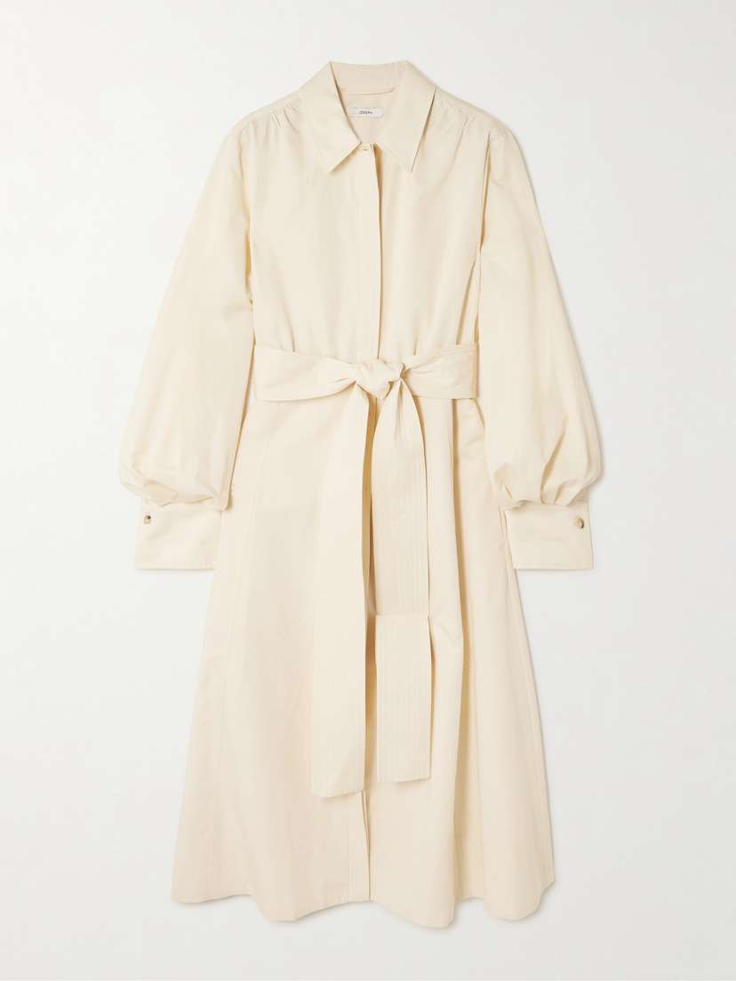 Joseph Ziane Belted Cotton And Linen-blend Midi Shirt Dress