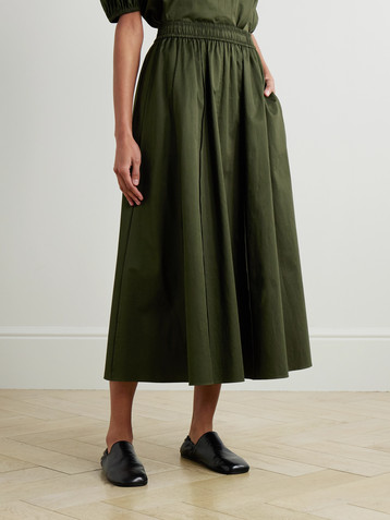 JOSEPH Manar pleated cotton-sateen midi skirt