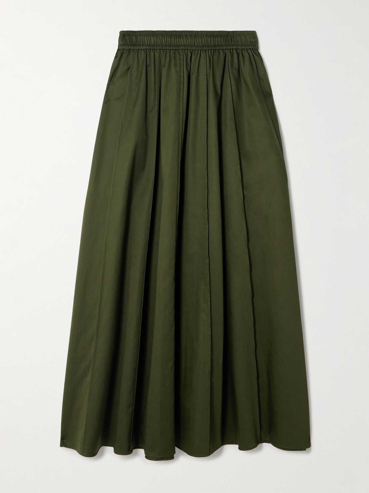 Joseph Womens Palm Leaf Manar Elasticated-waist Cotton-sateen Midi Skirt In Green