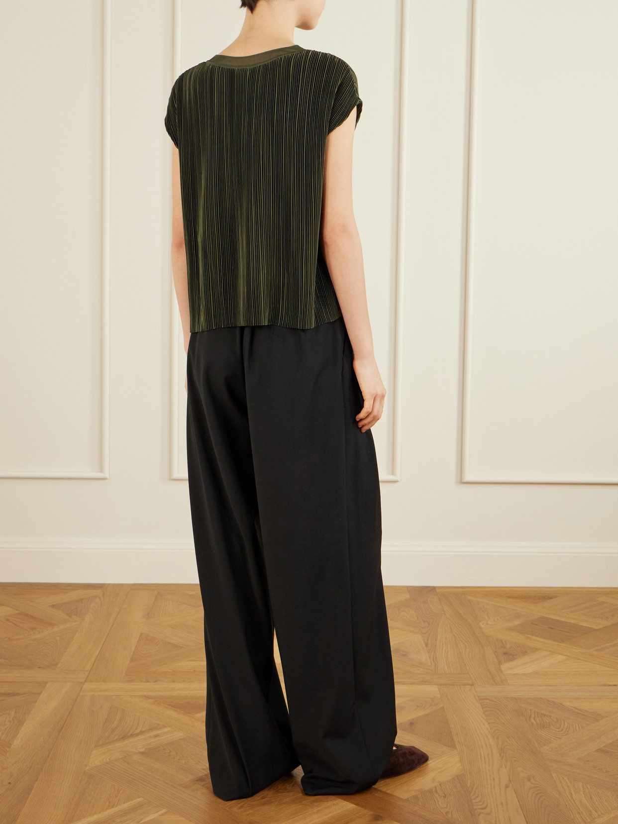 Joseph Cedre Pleated Satin Top In Green