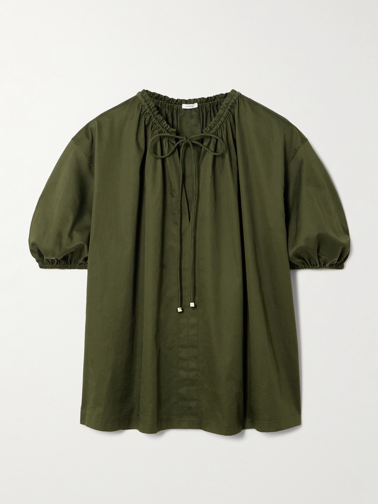 Nador Tie-Detailed Gathered Cotton-Sateen Blouse