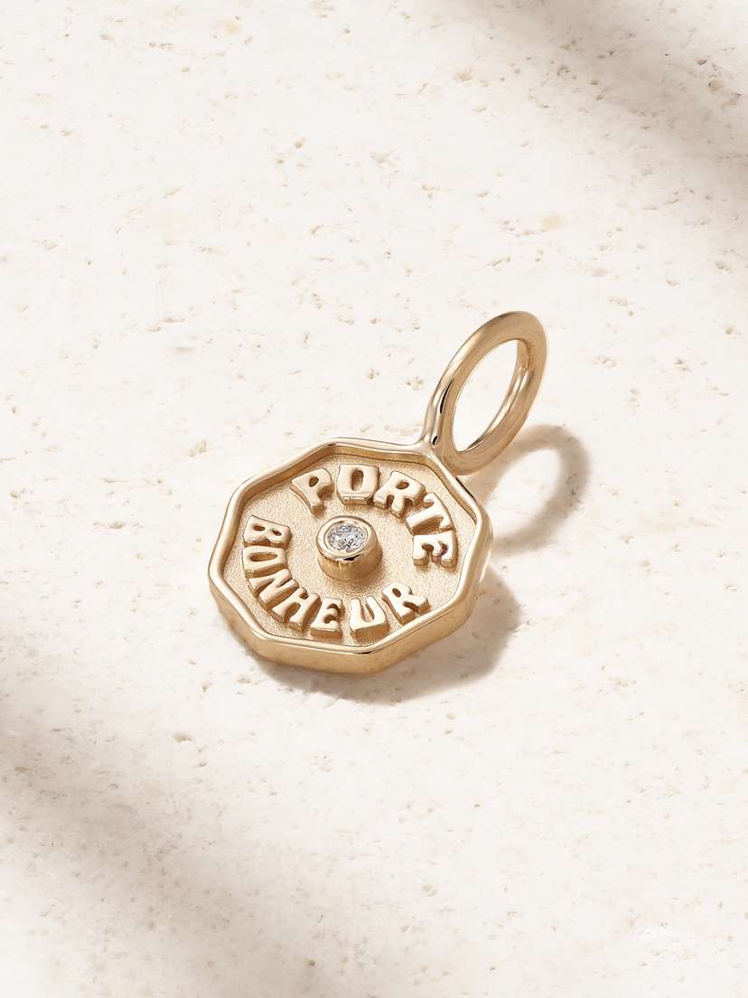 Marlo Laz Wee Porte Bonheur 14-karat Gold Diamond Pendant