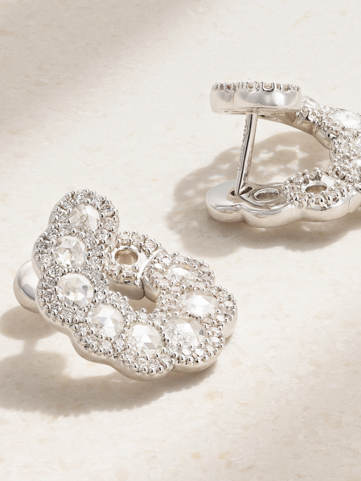 David Morris 18-karat White Gold Diamond Hoop Earrings In Metallic