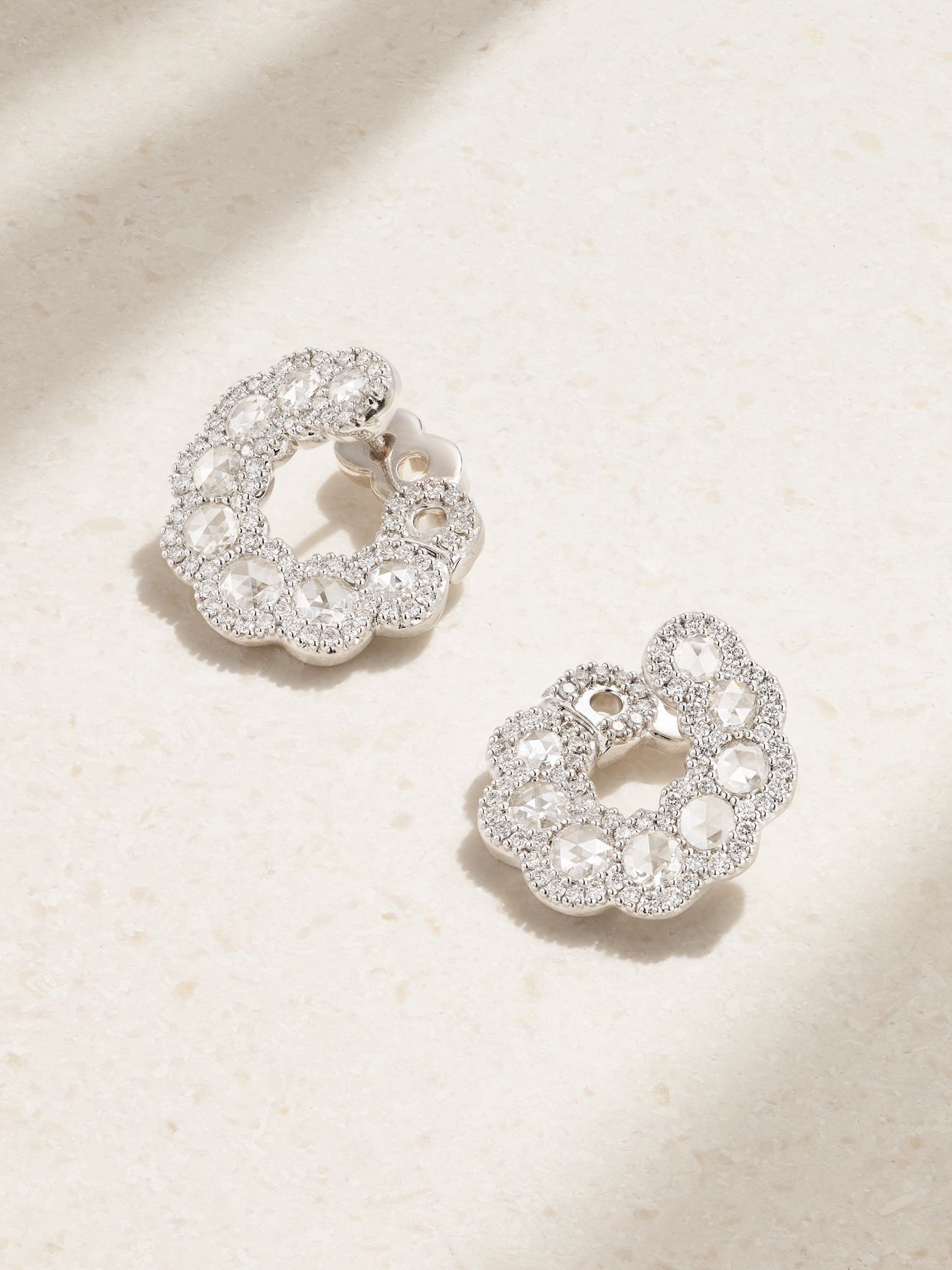 18-karat white gold diamond hoop earrings