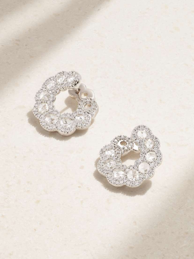 David Morris 18-karat White Gold Diamond Hoop Earrings